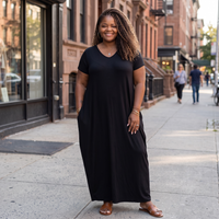 Plus Size Black Harem Maxi Dress With Pockets