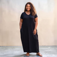 Plus Size Black Harem Maxi Dress With Pockets