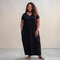 Plus Size Black Harem Maxi Dress With Pockets