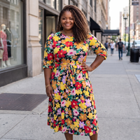 Women Plus Size Floral A Line Dress