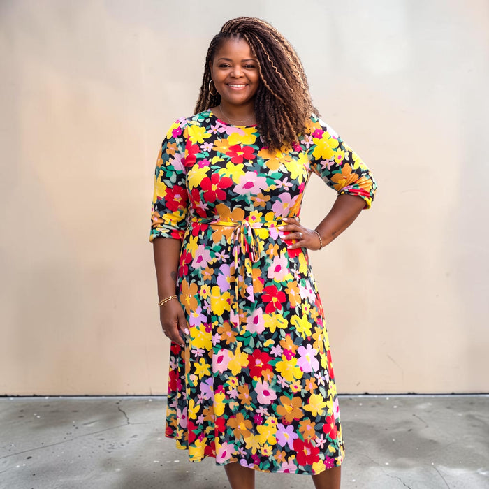 Women Plus Size Floral A Line Dress