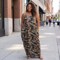 The Mira Camoflauge Maxi Dress With Pockets