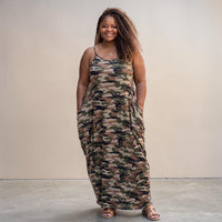 The Mira Camoflauge Maxi Dress With Pockets