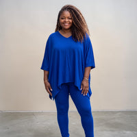 Plus Size Asymmetrical Hem Top and Pants Set