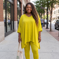 Plus Size Asymmetrical Hem Top and Pants Set