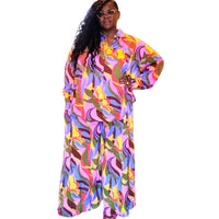 Women's Plus Abstract Print Wide leg Set
