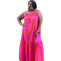 Womens Elegant Brushed Pink Maxi Dress With Pockets - Fabulously Dressed Boutique 