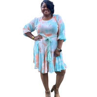 Womens Plus Size Chic Tie Dye Woven Mini Dress - Fabulously Dressed Boutique 