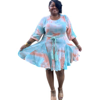 Womens Plus Size Chic Tie Dye Woven Mini Dress - Fabulously Dressed Boutique 