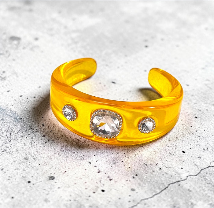 Rhinestone Resin Cuff Bracelet