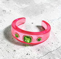 Rhinestone Resin Cuff Bracelet