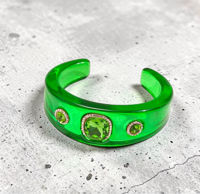 Rhinestone Resin Cuff Bracelet
