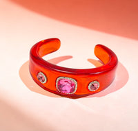 Rhinestone Resin Cuff Bracelet