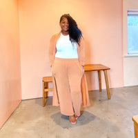 Plus Size 2 Piece Longline Cardigan And Pant Set