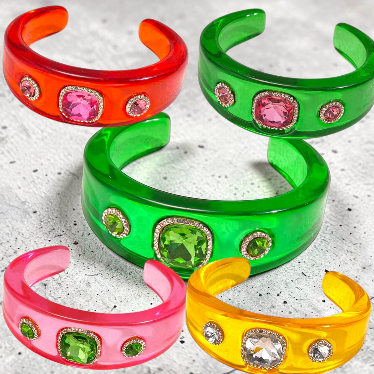 Rhinestone Resin Cuff Bracelet