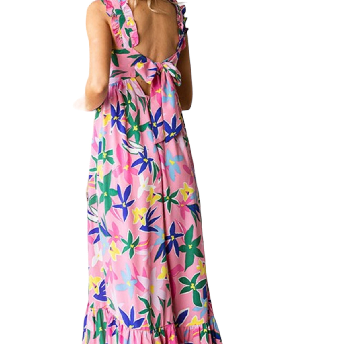 Pink Plus Size Floral Print Babydoll Maxi Dress - Fabulously Dressed Boutique 