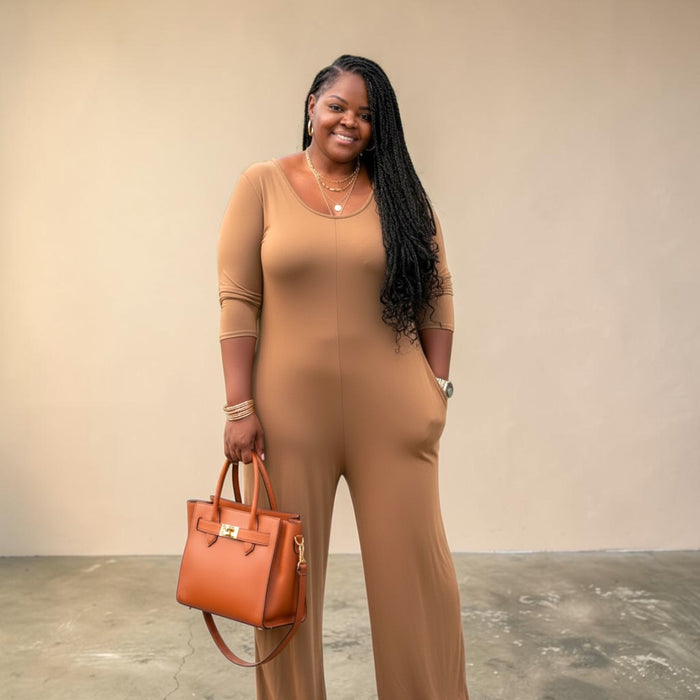 Womens Plus Size Low Shoulder Wideleg Jumpsuit