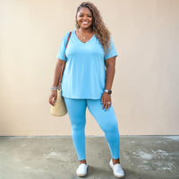 Womens Plus Microfiber Top & Leggings 2pc Set