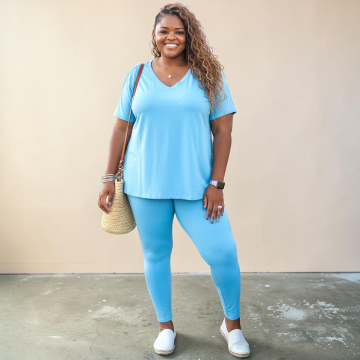 Womens Plus Microfiber Top & Leggings 2pc Set