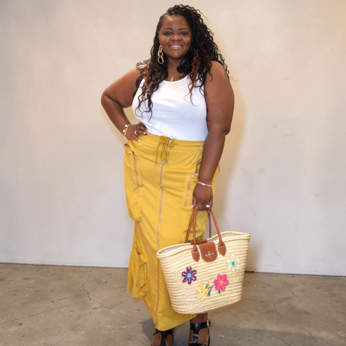 Womens Plus Size Zip Up Cargo Skirt