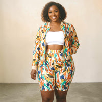 Plus Size 2 Piece Biker Short Set