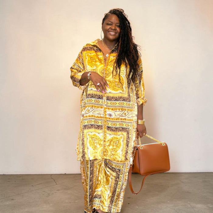 Plus Size Satin Luxe Multi Wear Gold Set
