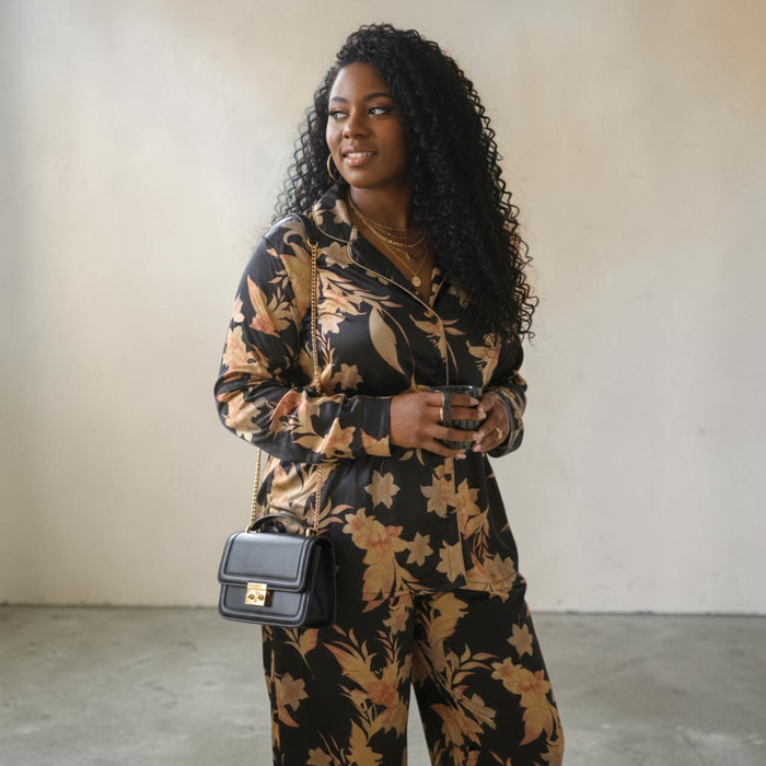 Women’s 2 Piece Silky Velvet Black Set