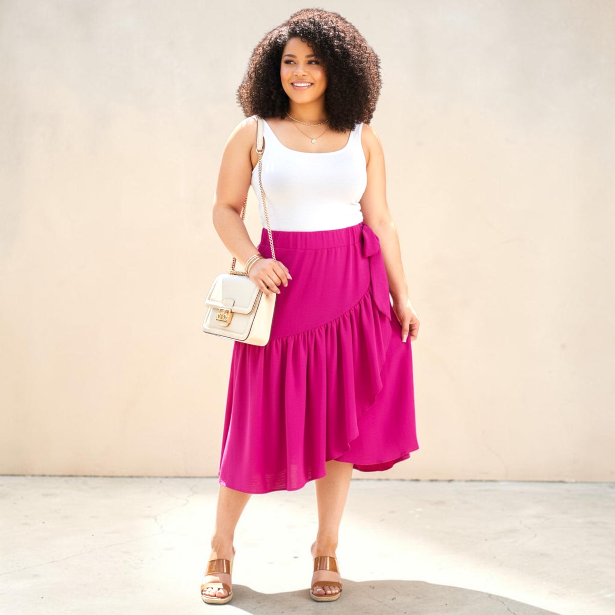 Women's Plus Size Airflow Midi Skirt With A Bow