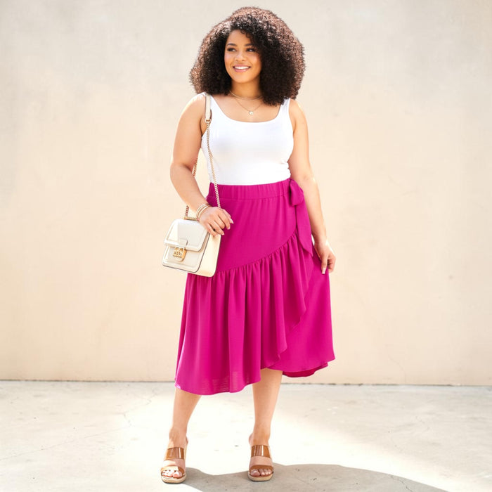 Women's Plus Size Airflow Midi Skirt With A Bow