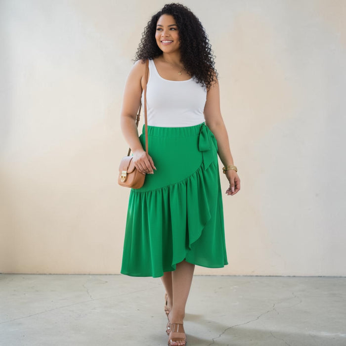 Women's Plus Size Airflow Midi Skirt With A Bow