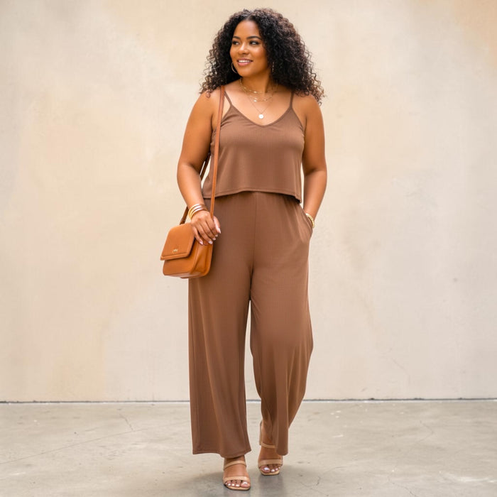 Women’s Plus Size Ribbed Jumpsuit