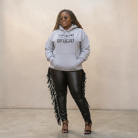 Plus Size Black Fringe Faux Leather Pants