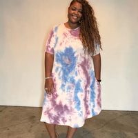Women’s Plus Size Purple Tie Dye Midi Dress