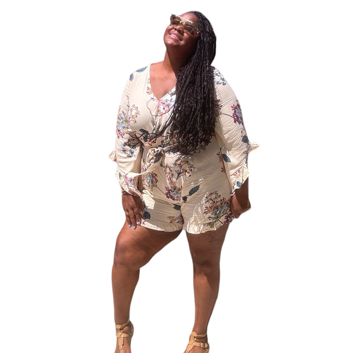 Playful Floral Plus Size Romper - Fabulously Dressed Boutique 