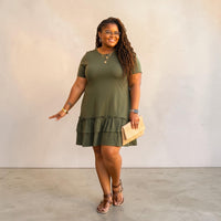 Plus Size Ruffled Knee Length Dress