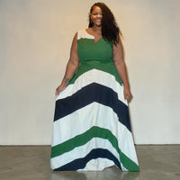 Women’s Plus Size Chevron Sleeveless Maxi Dress