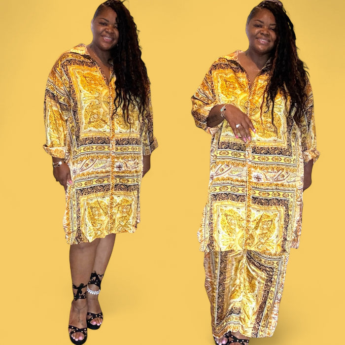 Plus Size Satin Luxe Multi Wear Gold Set