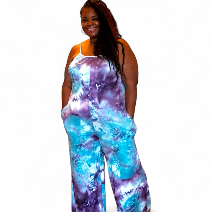 Women’s Plus Size Purple Tie Dye Jumpsuit