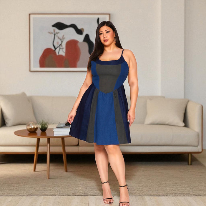 Plus Size Denim Skater Dress