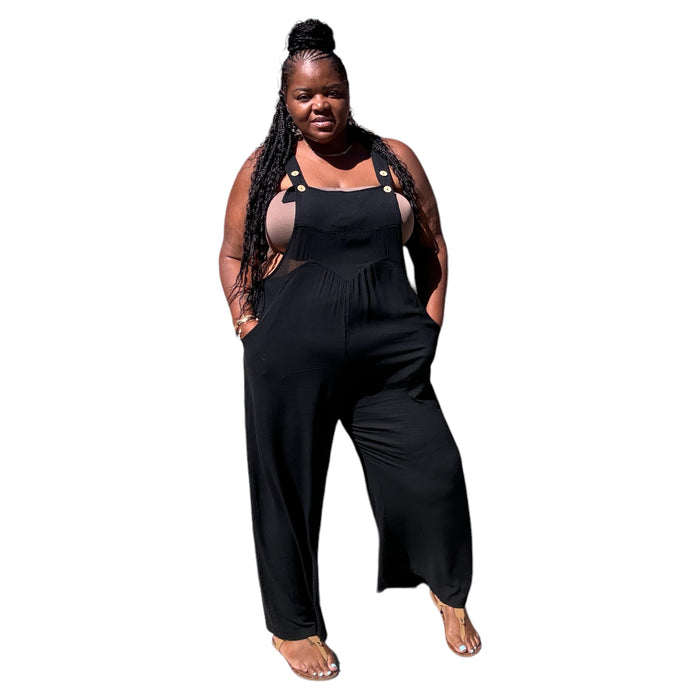 Plus Size Lazy Day Overalls In Black - Fabulously Dressed Boutique 
