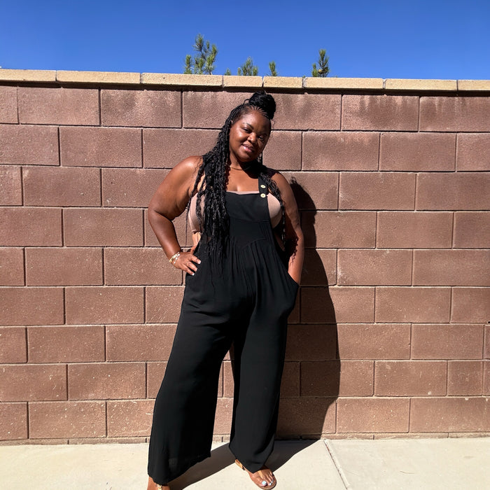 Plus Size Lazy Day Overalls In Black - Fabulously Dressed Boutique 