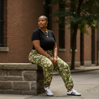 Women's Plus Size Camouflage Green Pants