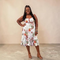 Plus Size Floral Asymmetric Spaghetti Strap Dress