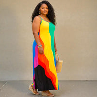 Women's Plus Size Color Block Maxi Dress