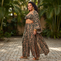 Rebdolls Black and Tan Wide Leg and Kimono Set 18/20