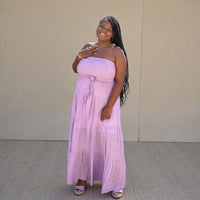 Plus Size Lavender Tube Tiered Maxi Dress