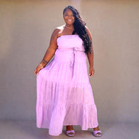 Plus Size Lavender Tube Tiered Maxi Dress