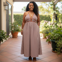 Women’s Striped Halter Neck Maxi Dress
