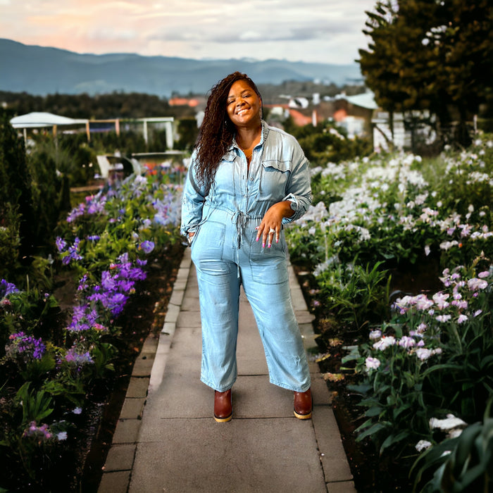 Women's Plus Size Denim Jumpsuit - Fabulously Dressed Boutique 