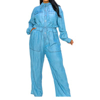 Women's Plus Size Denim Jumpsuit - Fabulously Dressed Boutique 